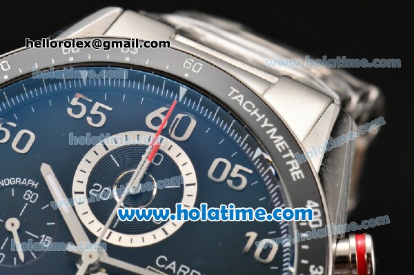 Tag Heuer Carrera Calibre 1887 Date Chrono Swiss Valjoux 7750 Automatic Full Steel with Black Ceramic Bezel and Arabic Numeral Markers (ZF) - Click Image to Close